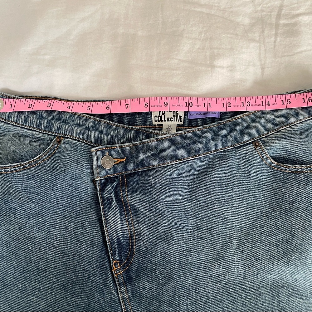 Future Collective Kahlana Barfield Brown Women's Blue Jean Mini Skirt - Picture 4 of 5